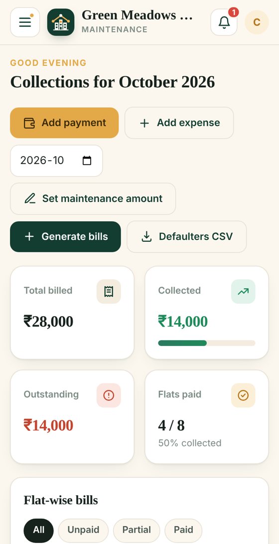 Committee collections dashboard
